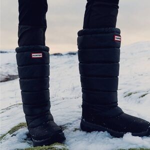 Hunter Quilted Black Winter Boots